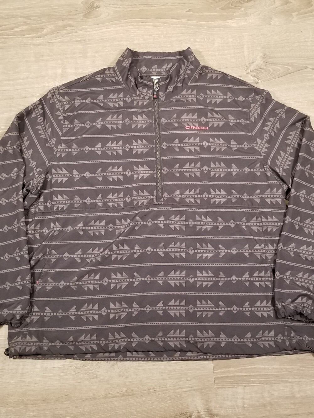 Cinch 1/2 Zip Gray Southwestern Aztec Windbreaker Womens XXL Lightweight Pockets